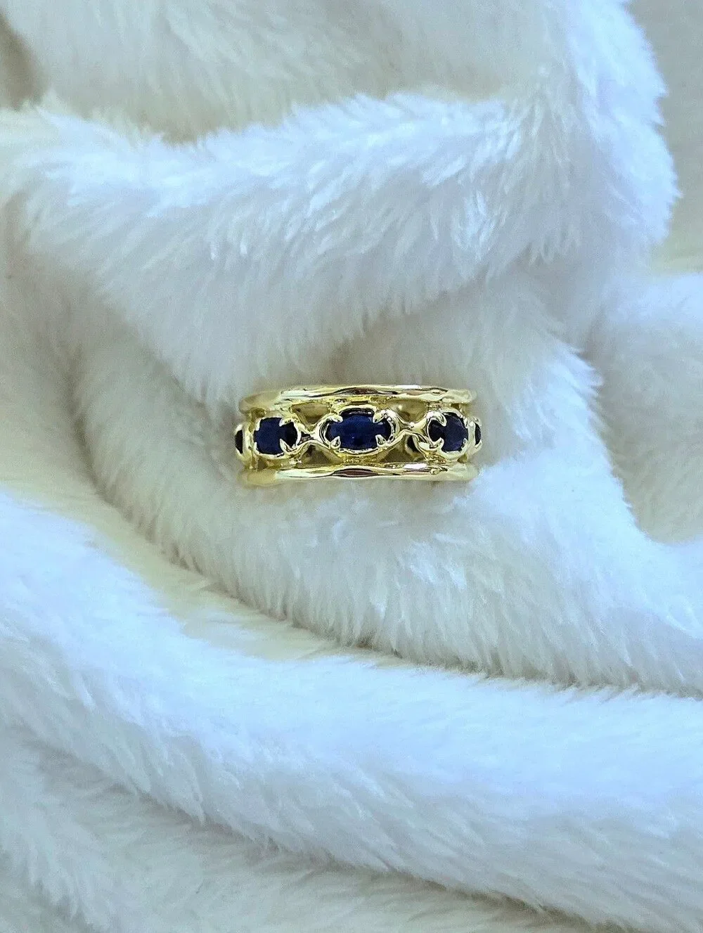 Zeyzey Gold💛 Double✌️ Band with Blue💙 Crystals💎 Ring💍 - NWT
